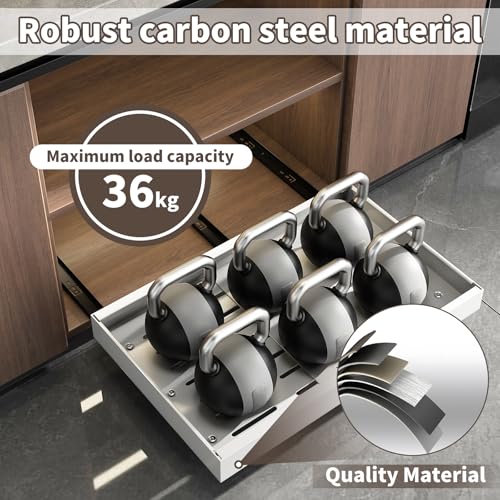 2 Packs Expandable Pull Out Cabinet Organizers Adhesive, 3 Slide Rails Slide Out Drawers for Kitchen Cabinet, No Drill Slide out Shelves for Home Kitchen Pantry, Adjustable Width 32-52CM,White - Image 4