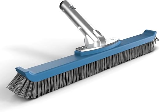 KEMANO Heavy Duty Pool Brush Head: Industrial-Grade Grit Non-Metal Stiff Bristles & Reinforced Aluminum Frame for Inground Pools, Tiles, Concrete Surfaces - Tackles Tough Surfaces, Algae, Stains