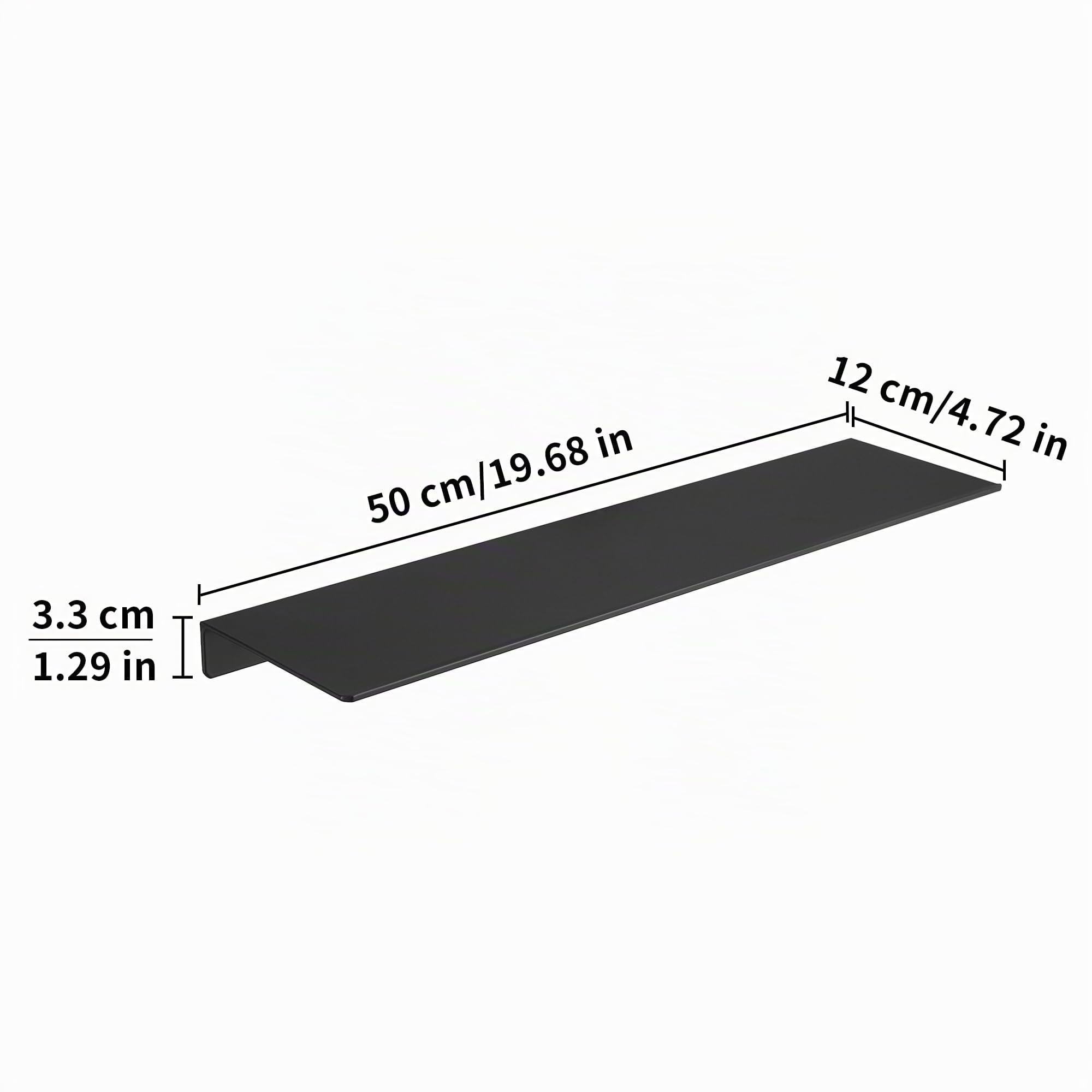 JOOM Petite étagère Murale Flottante en métal – Étagère Murale Flottante en métal Noire, Petite étagère de Salle de Bain, étagère d'affichage pour Rangement Mural (Noir, 50cm)