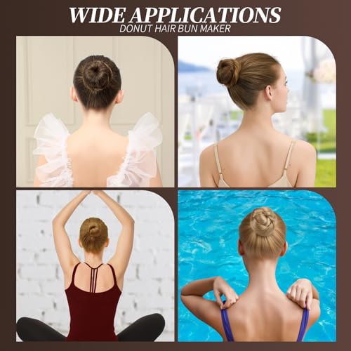 image for Teenitor Hair Bun Maker Kit and Hair Net, 4 Pcs Medium Hair Donuts For