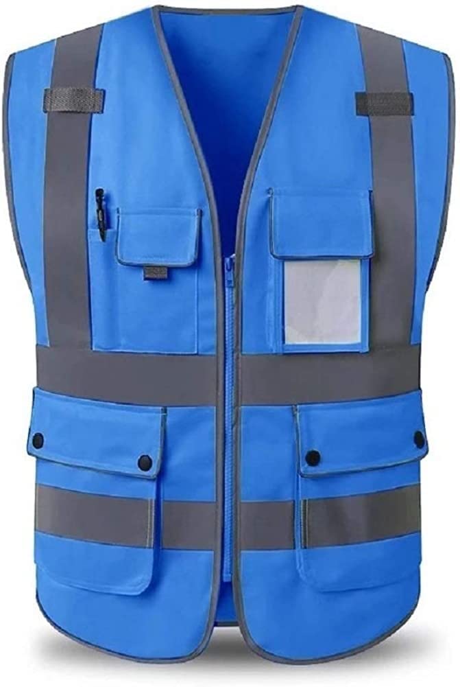 Warnweste, Warnweste, Polyester, Reißverschluss, Schnalle, 2 Bänder, Handytasche, Ausweishalter