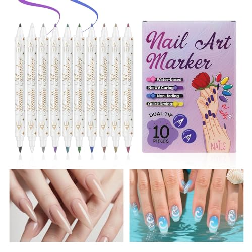 Nail Pen,10 Colors Long-lasting Quick Drying Manicure Tools | Nail Paint Pens | For Girls Teens Moms Exercise Salon Home Party Holiday Summer Spring Halloween Daily