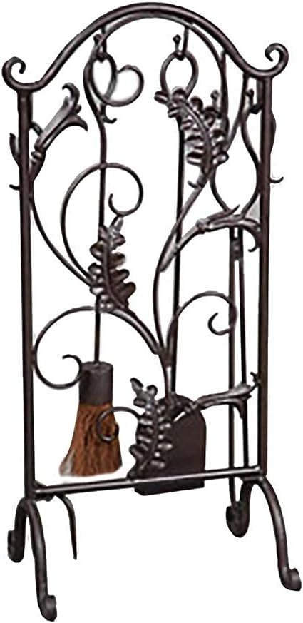 Fireplace Companion Tools Set Wrought Iron Red Copper 4-Piece Fireside Fire Pit Stover Hearth Log Rack Shovel Tongs Brush Stand Kit
