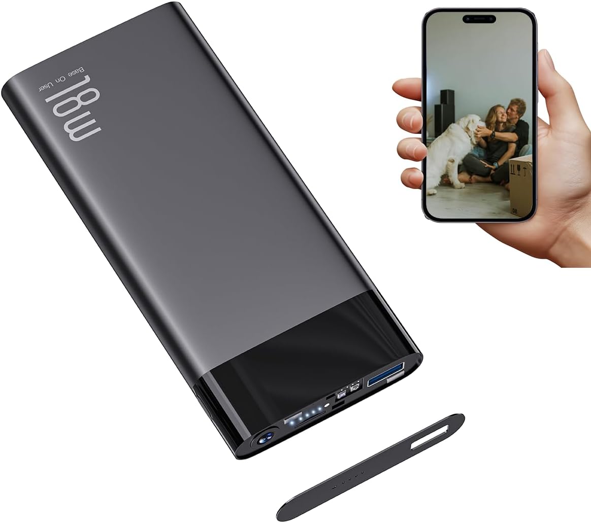 LIZVIE Phone Charger Spy Camera for Indoor Home Security, Motion Detection Night Vision Remote Control Free App View Loop SD Storage
