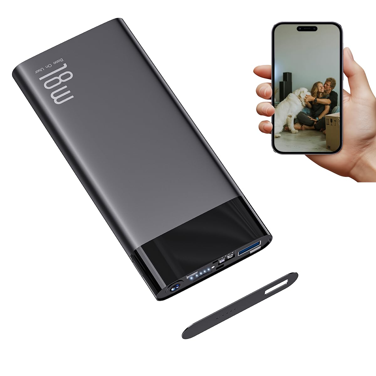 Hidden Camera, Portable USB Phone Charger Camera/Motion Detection Night Vision Remote Control Free App View Loop SD Storage for Simple, Reliable Use Indoor Home Security