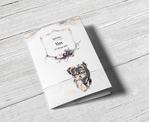 Impfpass Hülle für Tiere Cosmo Hunde Tierausweis Schutzhülle schöne Geschenkidee personalisierbar mit Namen und Geburtsdatum (Poppy, Impfpasshülle personalisiert)