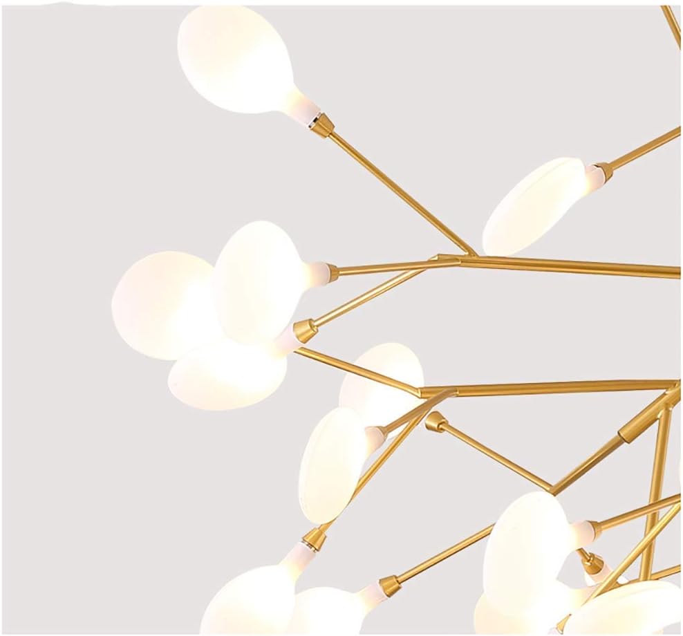Contemporary Firework Chandelier Long Branch Pendant Lighting Led Light Acrylic Lampshade Ceiling Light Fixture for Living Room Bedroom Restaurant,White,27 Lights