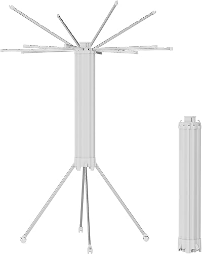 Miniatura 50 de JOOM Estante de secado de ropa con trípode, estante portátil y plegable para ahorrar espacio, estante de secado de ropa, ropa plegable, balcón