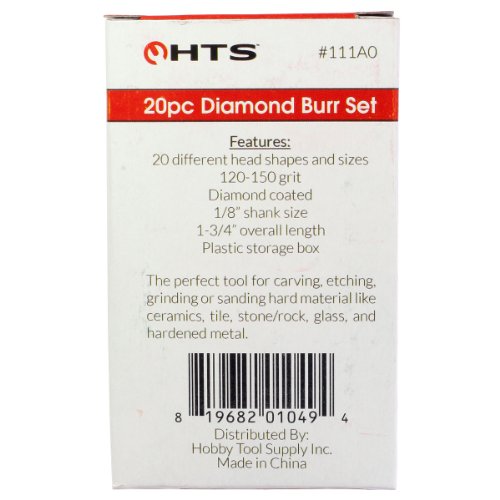 Juego de 20 fresas diamantadas HTS 111A0 con vástago 1/8 in miniatura 3