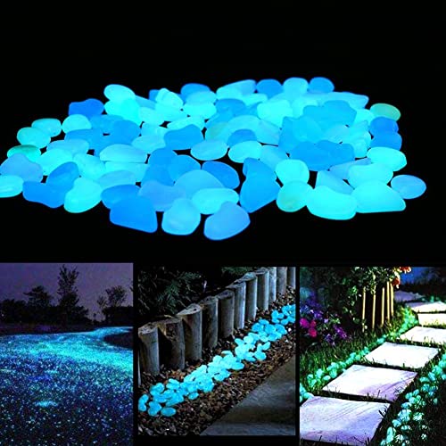 Pierre Lumineuse, 50 Galets phosphorescents pour Aquarium, Cailloux Artificiels Pierres, Artificiels Pierres Décoratives dans la Nuit pour Extérieur Jardin...