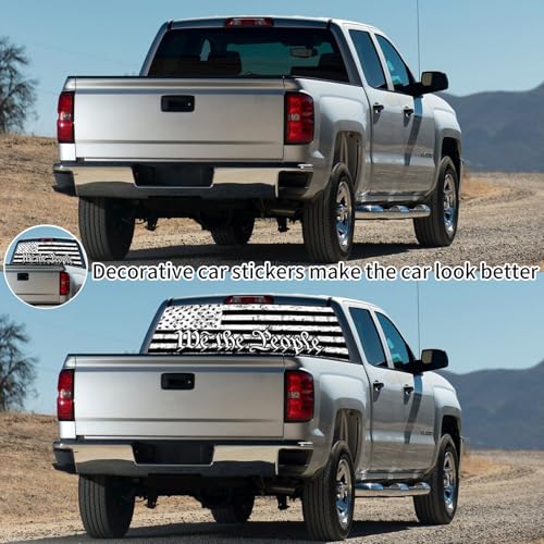 Image of Rear Window Decals for Trucks - 65x17.3 in Back Window American Flag Decals Fit Most Pickup Trucks SUV, Patriotic Car America Flag Decals for Personalized