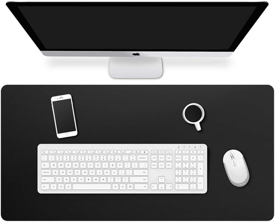 Dual-Side Computer Desk Mat, Non-Slip PU Leather Gaming Desk Mouse Pad Waterproof Large Desk Pad Protector, 80cm x 40cm (Black & Red)