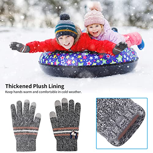 Kids Winter Warm Knit Gloves - 3 Pairs Touchscreen Knitted Cotton Glove Thicken Mittens Kids Gloves Running Sport Cold Weather Gloves Full Finger Thermal Hand Gloves For Outdoor Riding Cycling 8-10 #TOP2