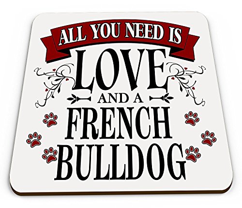 All You Need Is Love and a Bulldog francese sottobicchiere divertente a forma di tazza lucida