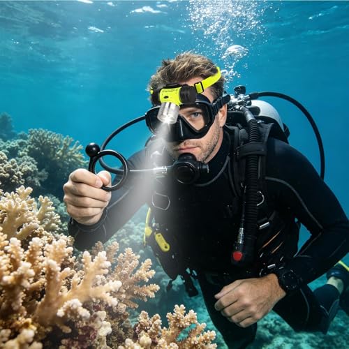 Linterna frontal impermeable IP68 con 1000 lúmenes para snorkel y buceo 3