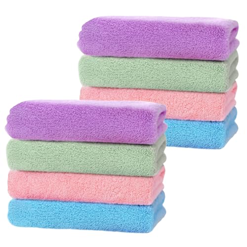 Asheyya Flannels Face Cloth Pack 8 for Kids and Women 12 X 12 Inch Soft Face Cloths for Washing Face Reusable Quick Dry Face Towels