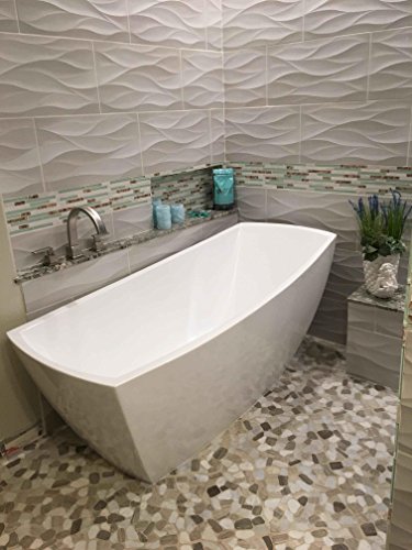 Blujellyfish Thetis Glass Stone Tile Beach Style Seashell Inside White Tiffany Blue 12''X12'' Kitchen Bath Backsplash Interlocking Mosaic Tile Mgt084 (Pack Of 5 Square Feet) #TOP6