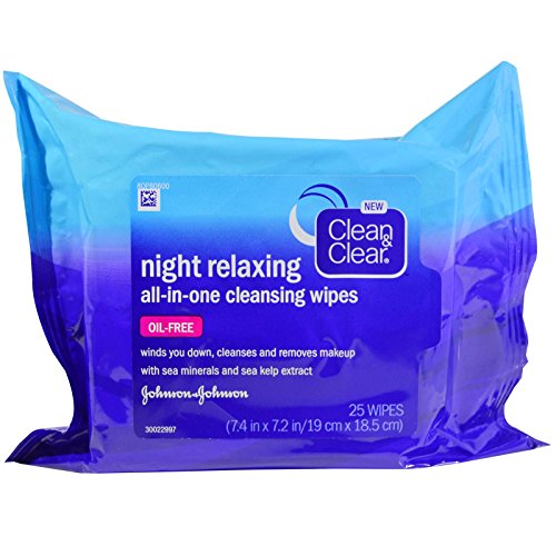 Clean & Clear, Night Relaxing, All-In-One Cleansing Wipes, 25 Wipes - 2pc