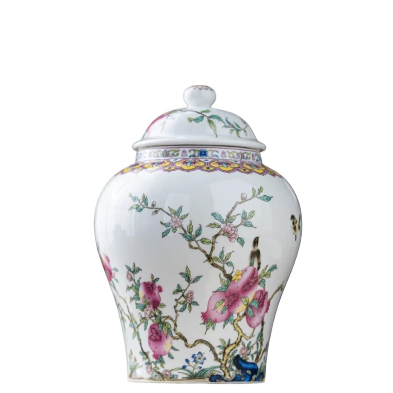 LPATEBCVU Ceramic Tea Caddy Colored Ceramic Tea Caddy Large Sealed Candy Jar Tabletop Flower Vase Household Coffee Beans