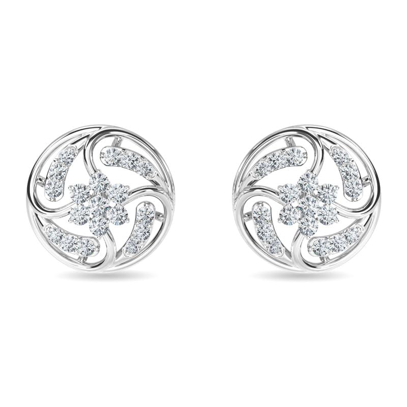 Image of KISNA JEWELS 14KT|18KT BIS Hallmark Pure Gold and Diamond Stud Earrings For Women with Screw Back clouser