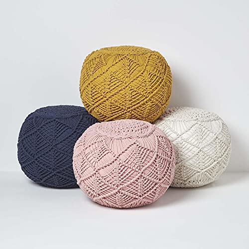 Repose-pieds en crochet jaune moutarde pouf tressé coton salon 40x50 - 6