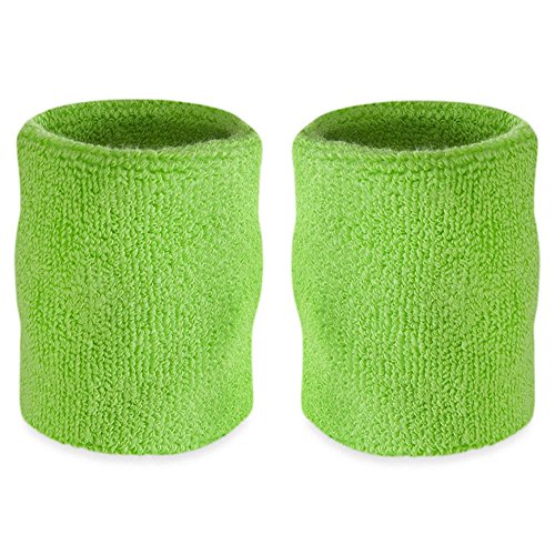Suddora 4 Inch Arm Sweatbands - Thick Cotton Armbands For Gymnastics, Basketball, Tennis, Football (Neon Green) #TOP13