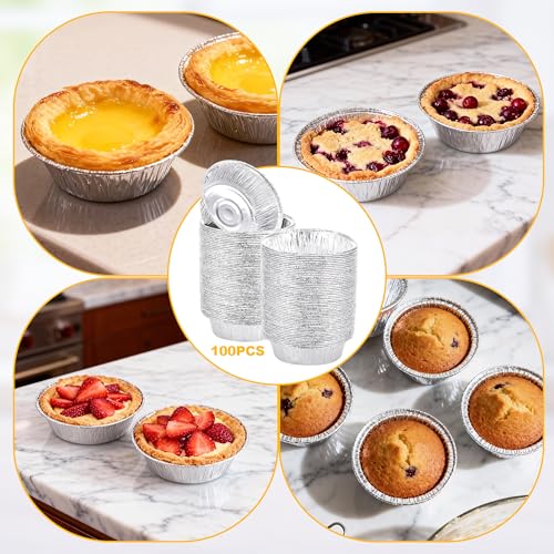 Miniatura 7 de Hejo 100 Piezas Bandejas De Papel De Aluminio, Bandeja Para Hornear De Aluminio De En-Caja, 11 Cm De Diámetro, Utensilios Para Hornear De Papel De Aluminio, Para Horno, Freidora Sin Aceite, Microondas