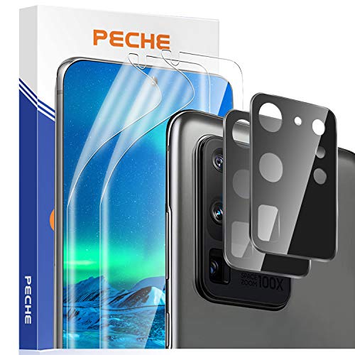 [2+2 Pack] PECHE 2pcs TPU Screen Protectors for Samsung Galaxy S20 Ultra 5G 6.9
