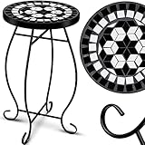 KESSER® Mosaiktisch Bistrotische Blumenhocker Rund 60 x 34 cm Metall Mosaik Beistelltisch...