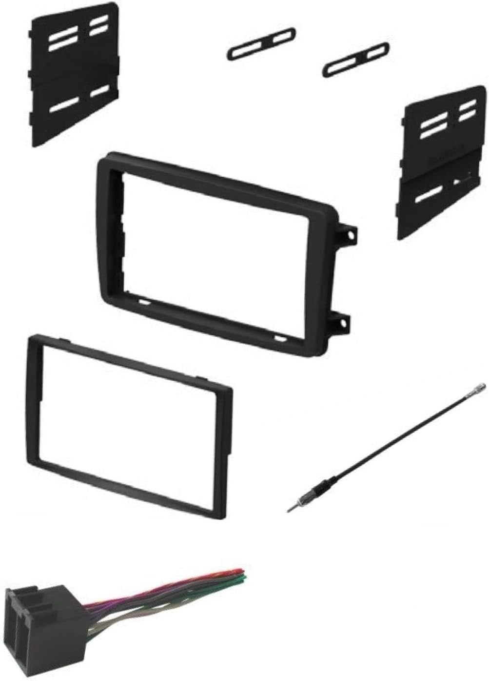 Double Din Car Stereo Install Dash Kit, Wire Harness, and AM/FM Radio Antenna Adapter -Made for Mercedes: 2001 2002 2003 2004 C Class C230 C240 C320 -No Fiber Optic/No Premium System Vehicles