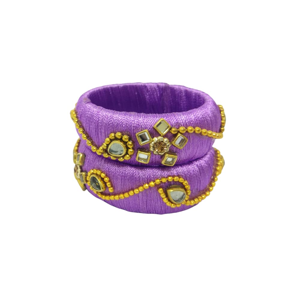 Artisans Buzz/Silk Thread Kundan Bangles for Babies/Babies Chura Chuda Bangle Set/Kada Bangle Set for Babies/Kid’s Bangle Set / 0-8 Month Baby Size Bangles (Violet) (B0BMXFRJGP) Amazon Price History, Amazon Price Tracker