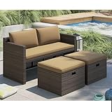 [HAUTEMENT ADAPTABLE] —— Les styles de couverture de l'ensemble de conversation de patio sont divers et uniques. En fonction des besoins et d'une meilleure utilisation de l'espace, diverses dispositions et combinaisons conviennent à toute mode et scène décorative, à l'intérieur ou à l'extérieur. La table avec rangement permet de ranger plusieurs articles pour un accès facile à tout moment, est superbement pratique, enrichit considérablement votre vie en plein air.