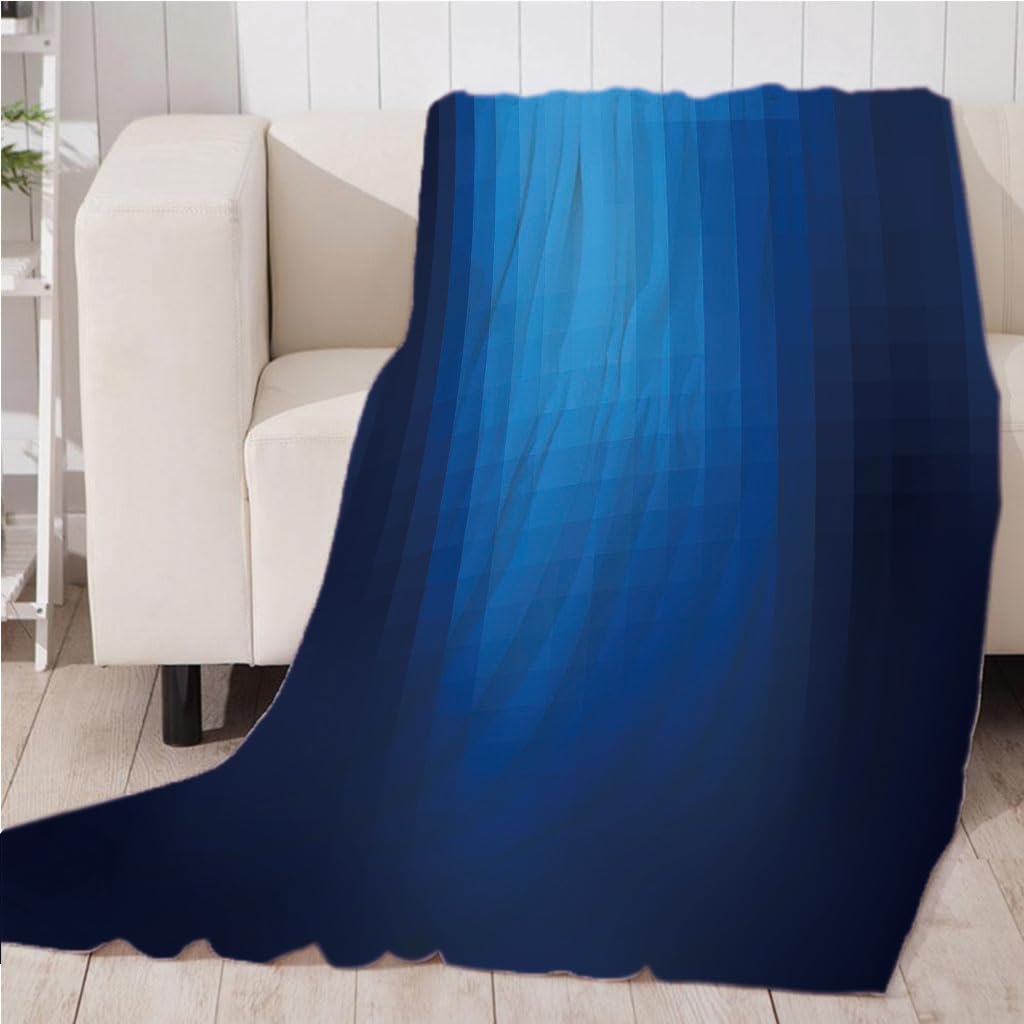 Coperta Letto Matrimoniale Coperta Di Flanella In Microfibra 180X200Cm Mosaico Blu Stampata Motivo Coperte Divano Inverno Pelose Per Bambini/Adulti Decorazione Per La Casa
