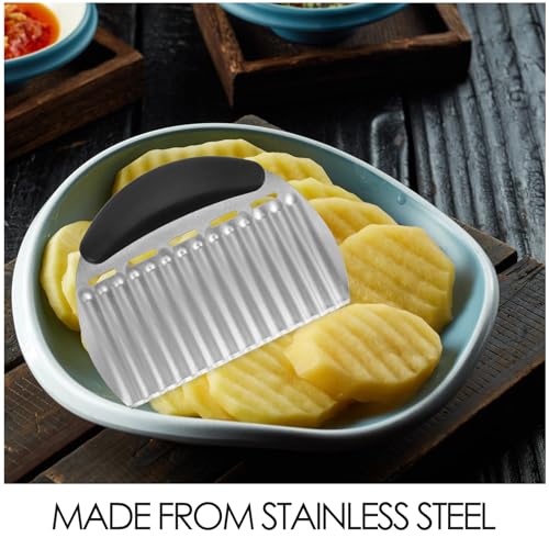 Cortador de ondas metálico UKCOCO para papas y verduras miniatura 7