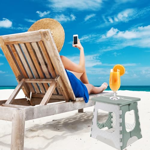 Chaise pliante plastique vert transportable avec pieds antidérapants de camping - 3