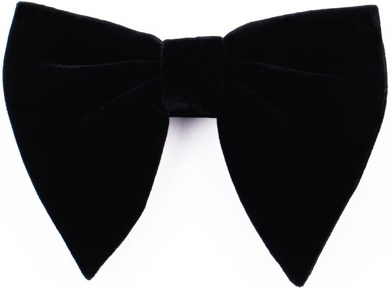 Black Velvet Bow Ties Mens Pre-Tied Satin Formal Tuxedo Big Bowtie Oversized Bow Knot, 1, Medium