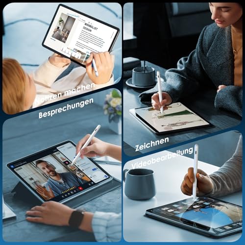 Stift für iPad (2018-2025), Ultraleicht Pencil für Apple mit Handflächenerkennung und hoher Präzision, mit Apple iPad 6.–10./A16.Generation, Pro 11/12,9/13, Air 3/4/5/M2/M3, Mini 5/6(WH1)
