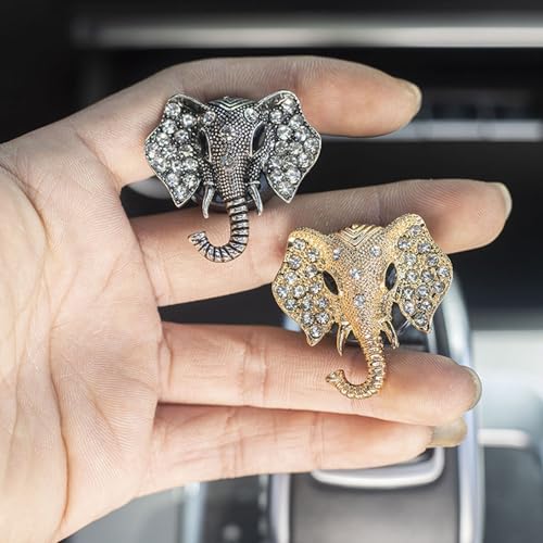 Image of ZOSTLAND Golden Car Decorative Vent Clip,Animal Air Fresheners,Bling Car Air Vent,Automotive Interior Personalized Decor Accessories,Applicable to Truck,SUV,Minivan (2Pcs Elephant)