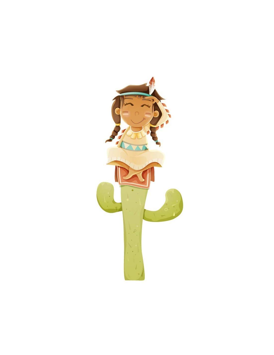 Sticker Indienne sur son Cactus pour masquer les imperfections murales en 50x116 cm