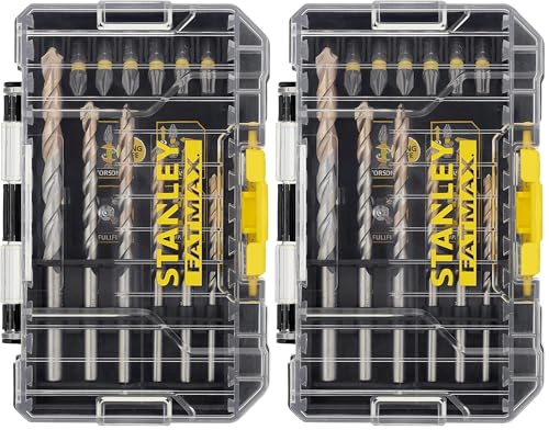 Image of STANLEY FATMAX Masonry and Impact Screwdriver Drilling Bit Set Includes a Small ToughCase and Shaker Box Compatible with Pro-Stack and TSTAK (19 Pieces) STA88552-XJ (Pack of 2)