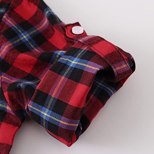 Image of OCHENTA Men's & Boys Flannel Shirts Button Down Long Sleeve Plaid Shirt Family Matching Outfits