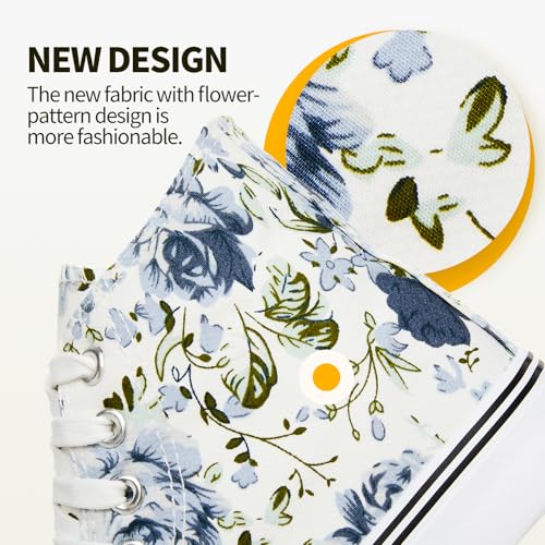 Image of yageyan Womens High Top Canvas Sneakers Fashion White Shoes for Women