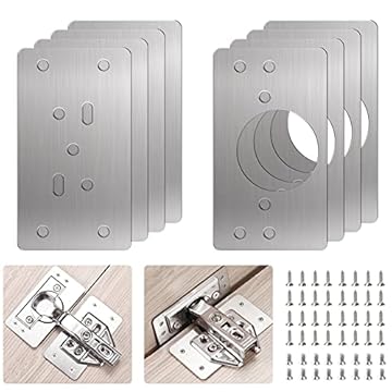 Flintronic Piastra di Riparazione per Cerniere, 8 Pezzi 47 x 90mm Repair Brackets Plates con Kit Staffa Foro 48 viti, Piastre di Montaggio della Cerniera della Port per Cucina, Armadio, Mensole