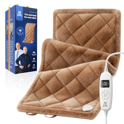 BOB AND BRAD Far Infrared Heating Pad, FSA-HSA Eligible Weighted Electric Heat Pad for Back, Period Cramps & Muscle Pain, 6 Heat Levels, Adjustable Belt, Auto-Off & Moist Heat Therapy, Large
