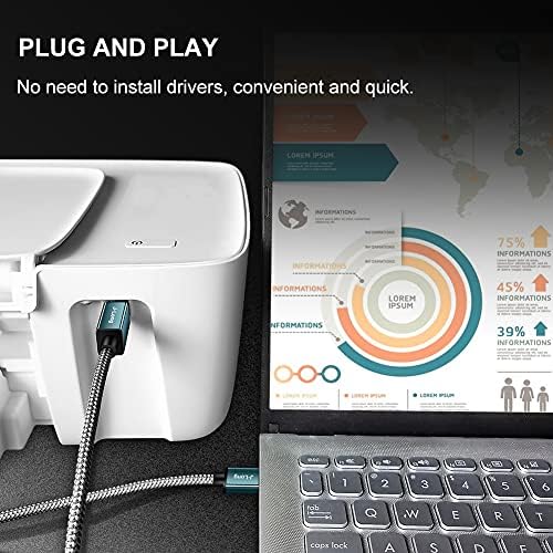 USB 3.0 A Male to B Male Cable 0.5M,J·LONG Superspeed Braided USB 3.0 Type A to B Male Cable Compatible with Printers,Docking Station,External Hard Drivers,Scanner,USB Hub and More Devices (50cm)