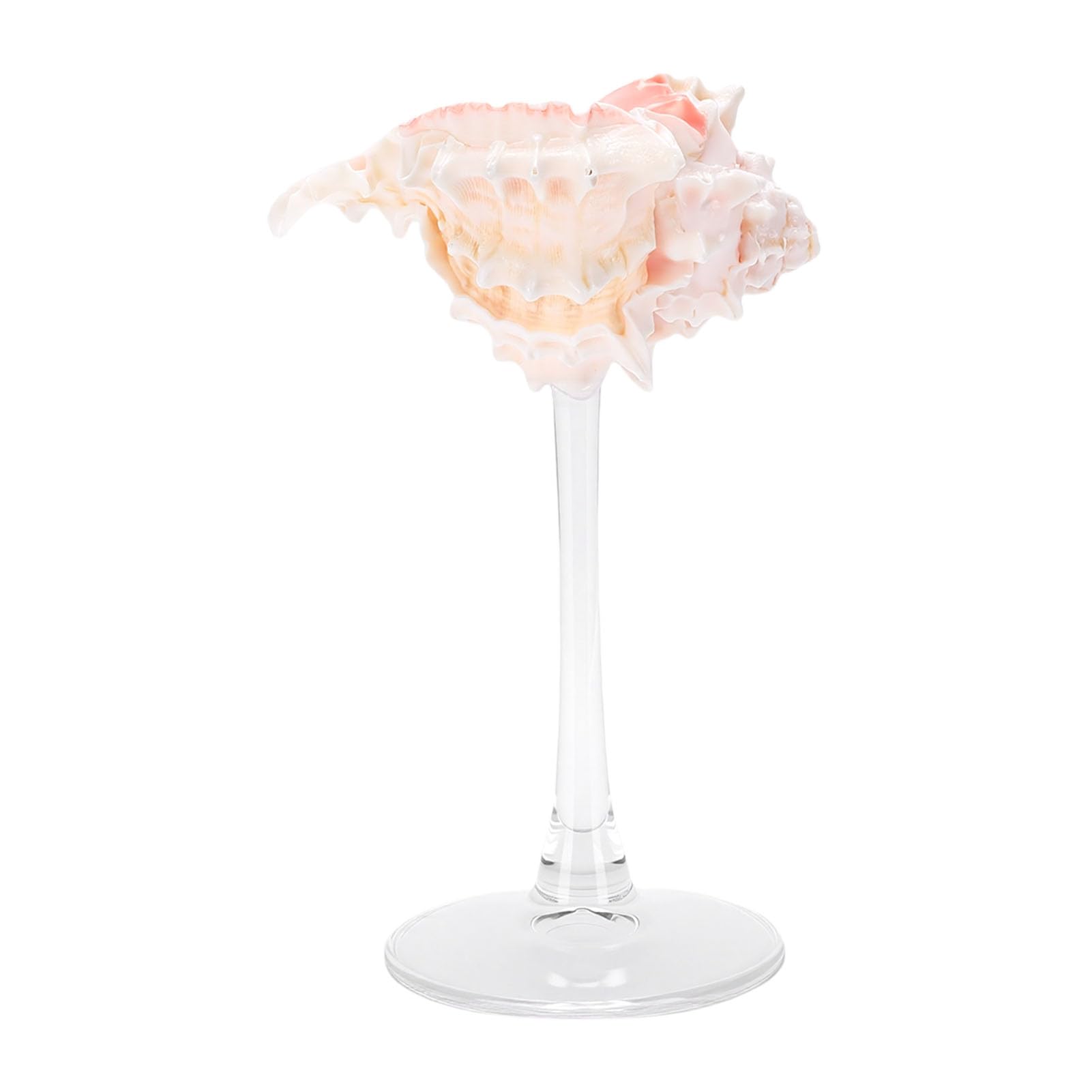 Verre à Vin en Coquillage Magnifique Coquillage et Verre Spécialement Conçu pour les Boissons Fraîches Centre Table Original Vin à Pied Long Prise Main Confortable (Base Transparente Rouge)