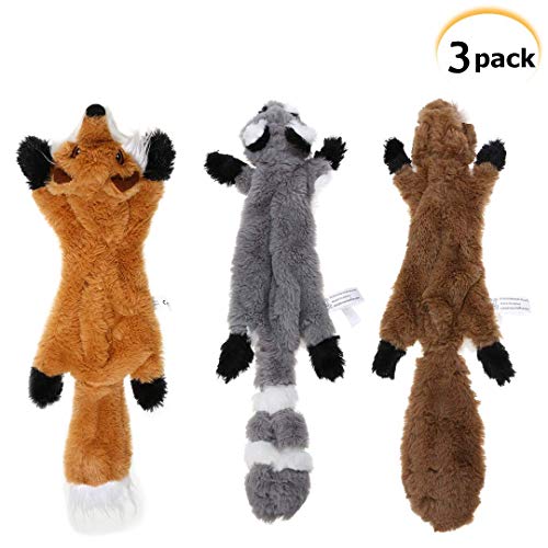 PDTO Hundespielzeug ohne Füllung, Quietschspielzeug für Hunde für kleine und mittelgroße Hunde (3 Packungen - 46 cm)