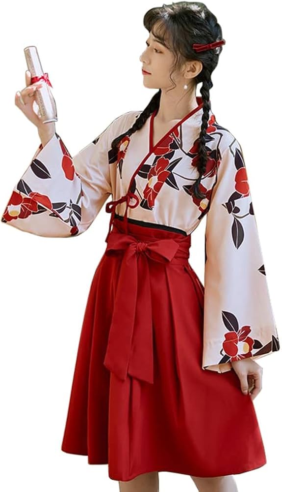 大正ロマン 袴 着物 コスプレ 和服 レディース 大きめ かわいい ドレス レトロ 古典美人 椿柄 和風