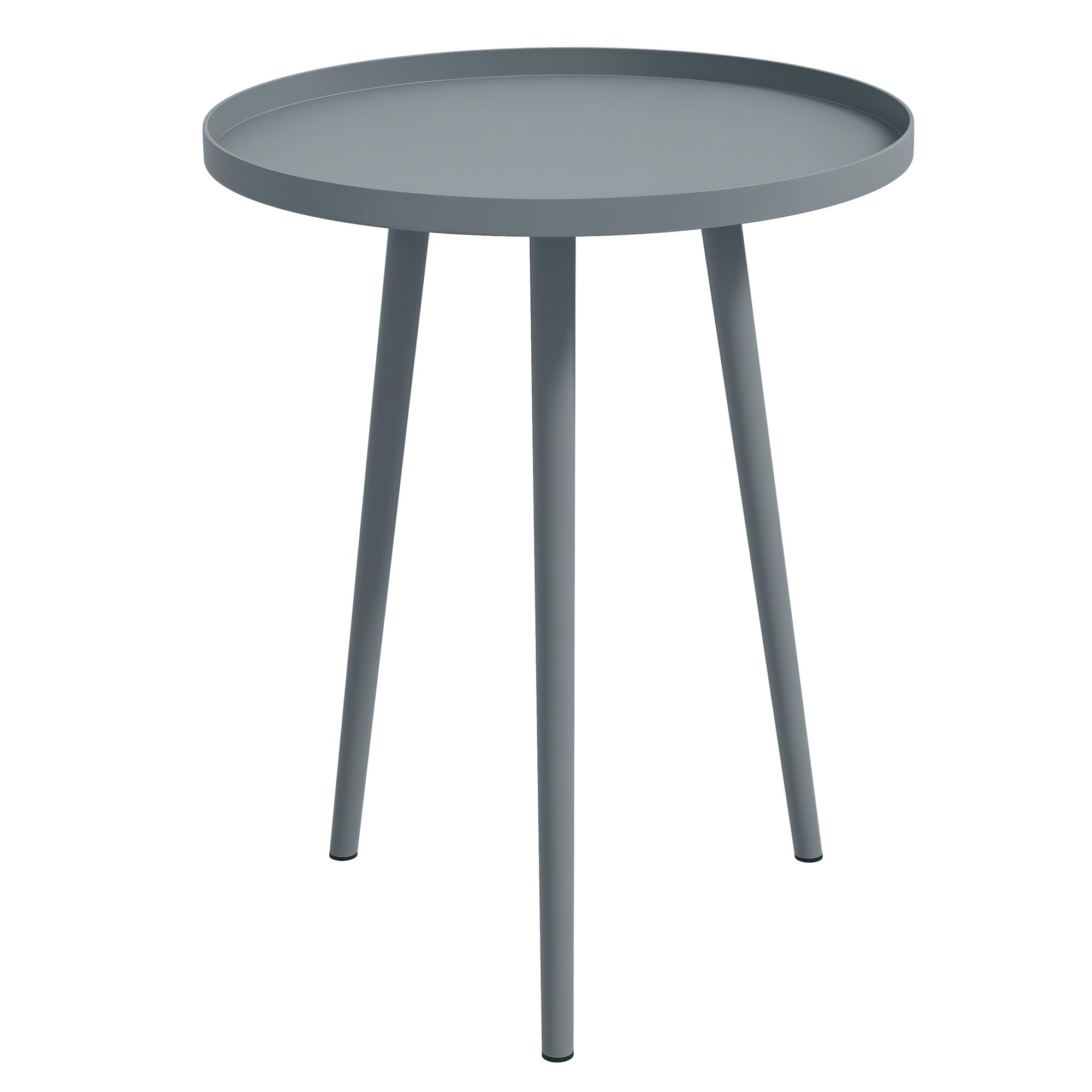 Outsunny Round Garden Coffee Table, Outdoor Side Table with Rounded Steel Edge, Γ40 x 50H cm, Grey