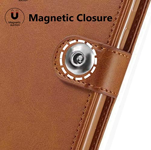 Image of SHINESTAR Ultimate Leather Finish Flip Back Cover for Motorola Moto G22 | Inside TPU & Inbuilt Stand | Wallet Style Back Cover Case for Motorola Moto G22 | Stylish Button Magnetic Closure - Brown